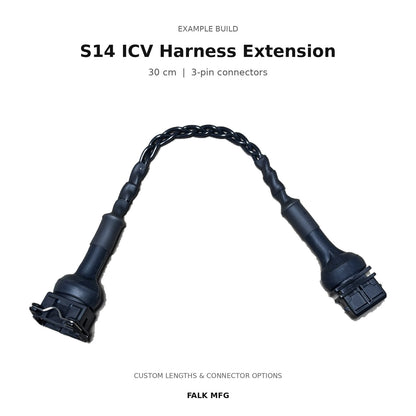 Example build: 30 cm BMW S14 ICV harness extension with three-pin connectors, curved view on a white background