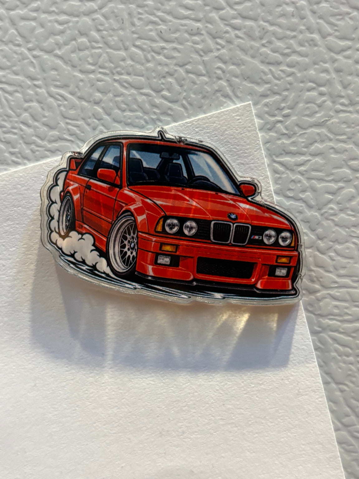 Red E30 M3 acrylic fridge magnet